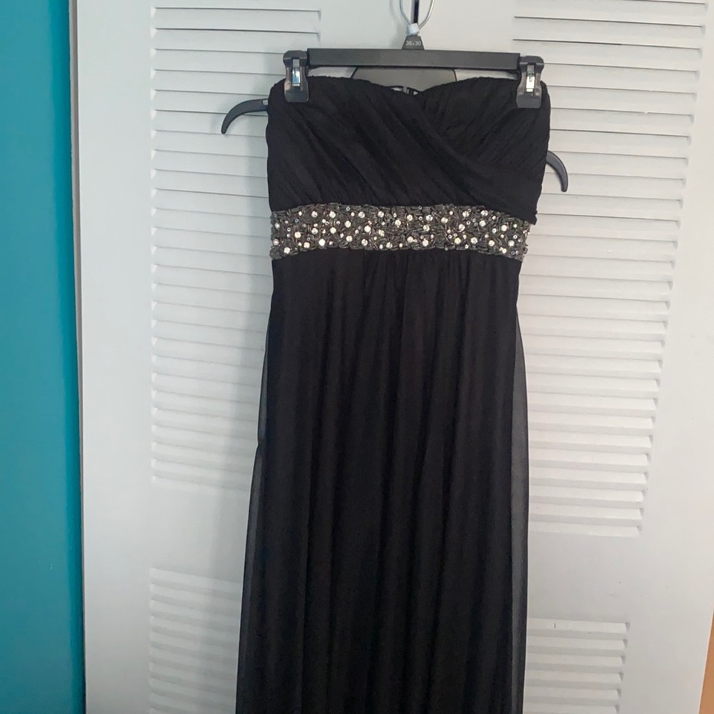 Long black strapless dress